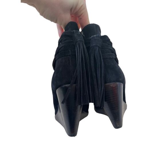 Frye Black Wedge Zip Up Ankle Boots size 8 M  Suede Cece - Picture 3 of 13